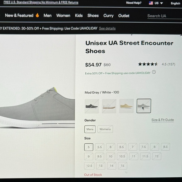 Under Armour Unisex UA Street Encounter Shoes Women 8.5 or Men 7 - Picture 6 of 6